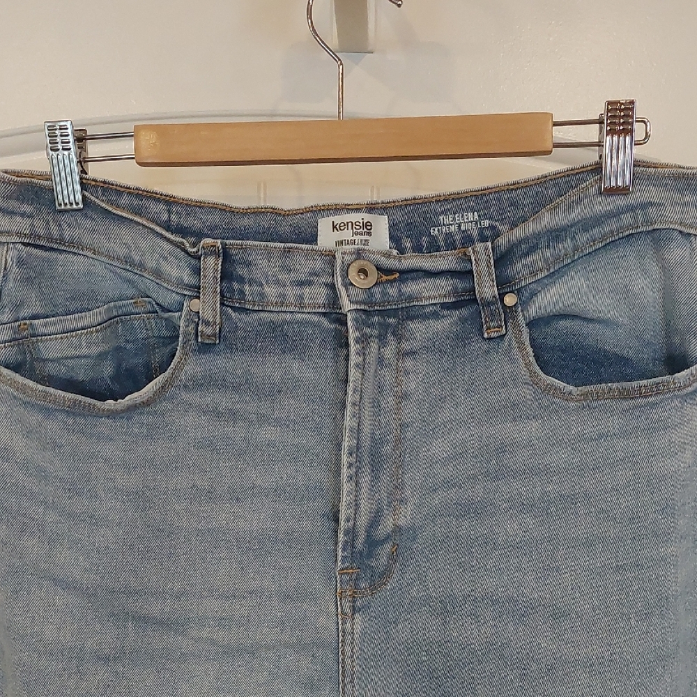 Kensie Women's Light Blue 12/31 High Waisted Wide Leg Jeans